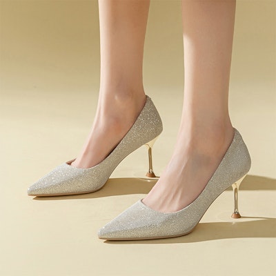 (W) EXULL Evie Q 'Tacones de Aguja Dorado Claro con Cristal Francés' 1315006404 Sizing (W) EXULL Evie Q 'Tacones de Aguja Dorado Claro con Cristal Francés' 1315006404