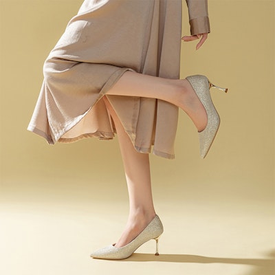 (Women) EXULL Evie Q 'Light Gold French Crystal Stiletto Pumps' 1315006404 2