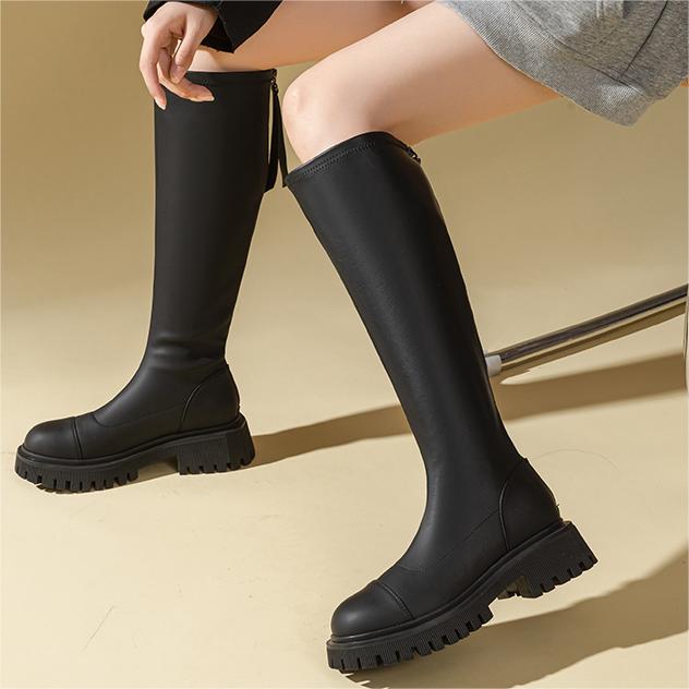 (W) Exull EZQ High-Top Zip Platform Boots 'Black' 圖 4