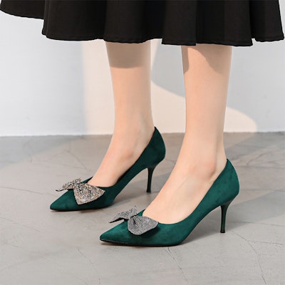EXULL 依思Q PU 晚風溫柔尖頭淺口 細跟 高跟鞋 7cm 女款 綠色 Shop EXULL 依思Q PU 晚風溫柔尖頭淺口 細跟 高跟鞋 7cm 女款 綠色