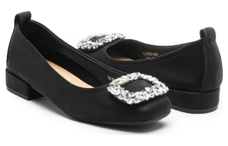 Shop (W) Exull isQ 'Hitam Hujung Petak Manik Kristal Tumit Tebal' 1315006560