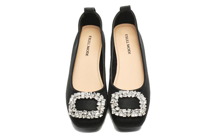 Details for (W) Exull isQ 'Hitam Hujung Petak Manik Kristal Tumit Tebal' 1315006560