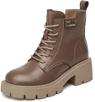 EXULL 依思Q 皮革 厚底英倫側拉鏈純色 短筒 馬丁靴 5.2cm 女款 6