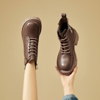 EXULL 依思Q 皮革 厚底英倫側拉鏈純色 短筒 馬丁靴 5.2cm 女款 9