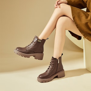 (W) エクサレIsQレザー厚底マーチンブーツ(サイドジップ無地) 1318608960 12