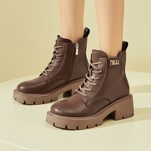 (W) エクサレIsQレザー厚底マーチンブーツ(サイドジップ無地) 1318608960 13