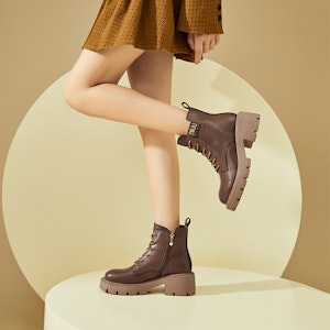 (W) エクサレIsQレザー厚底マーチンブーツ(サイドジップ無地) 1318608960 14