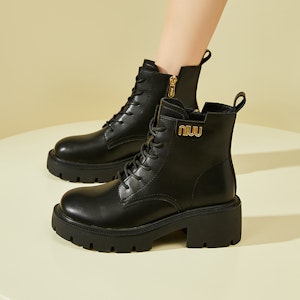 (W) エクサレIsQレザー厚底マーチンブーツ(サイドジップ無地) 1318608960 Details for (W) エクサレIsQレザー厚底マーチンブーツ(サイドジップ無地) 1318608960