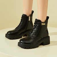 EXULL 依思Q 皮革 厚底英倫側拉鏈純色 短筒 馬丁靴 5.2cm 女款 1