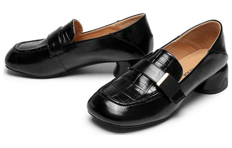 Order (W) EXULL IsQ Mule de Cuero "Hebilla Metálica Tacón Grueso Negro" 12I7101660