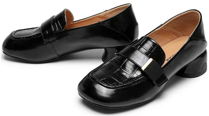 (Women) EXULL IsQ Leather Mule 'Metal Buckle Chunky Heel Black' 12I7101660 Order (Women) EXULL IsQ Leather Mule 'Metal Buckle Chunky Heel Black' 12I7101660