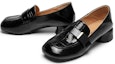 Order (W) EXULL IsQ Kulit Mule 'Tumit Tebal Gesper Logam Hitam' 12I7101660