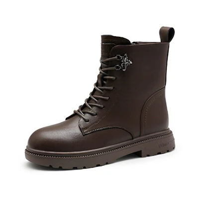 (W) Exull Issey Q Martin Boots 'Carved Floral Lace-Up Brown'