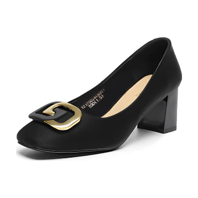 (W) Exull Isyq Block Toe Chunky High Heels 6cm 'Black'