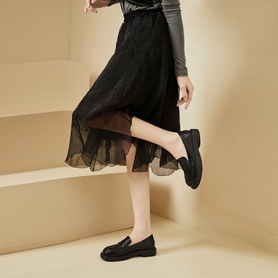 (W) Exull Loafer 'Gaya British Platform - Hitam' 7317102060 1