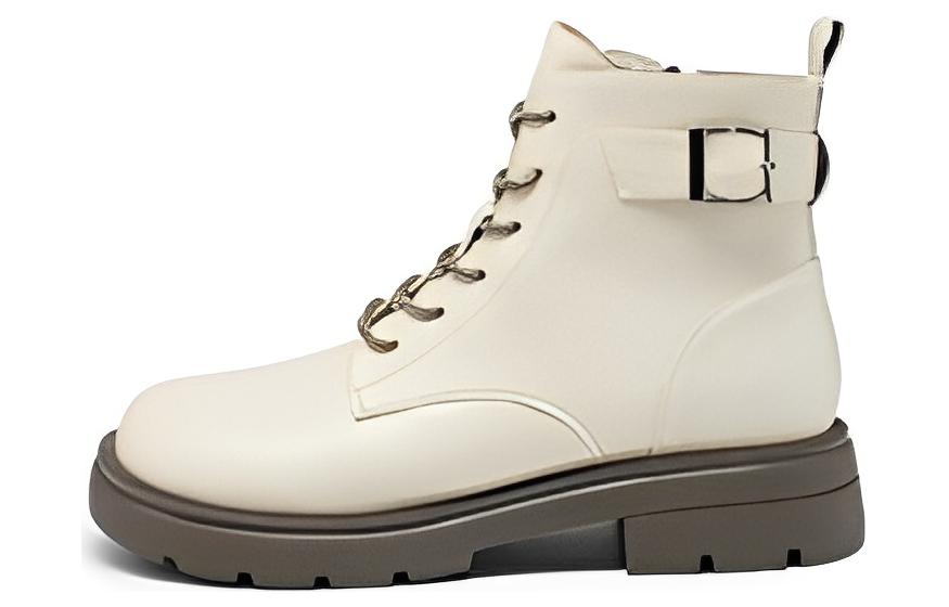 (Women) EXULL PU Retro British Chunky 'Beige Ankle Martin Boots' 1218638271