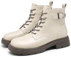 (W) Botas Cortas Chunky Retro Británicas Beige EXULL PU 1218638271 Lookbook (W) Botas Cortas Chunky Retro Británicas Beige EXULL PU 1218638271