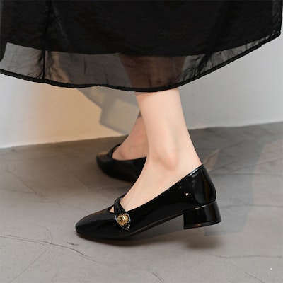 (W) Exull PU Persegi Hitam Prancis Sepatu Datar Kasual 8217001160 Sizing (W) Exull PU Persegi Hitam Prancis Sepatu Datar Kasual 8217001160