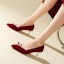 Cheap (W) EXULL Q 6cm 'Pointed Toe Berwarna Merah Baldu dan Mutiara Stiletto' 1315001510