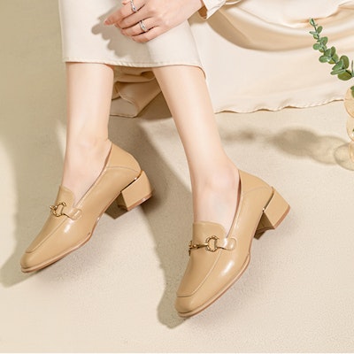 (Women) Exull Q 'Apricot Low-Cut Chunky Heel Pumps' 7315102181 Shop (Women) Exull Q 'Apricot Low-Cut Chunky Heel Pumps' 7315102181