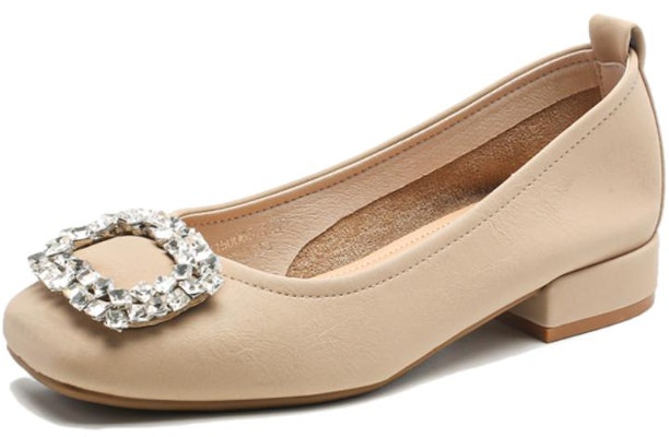 (W) (女性用) Exull Q 'アプリコットスクエアトゥジュエルバックルチャンクヒール' 1315006581 1315006581 Order (W) (女性用) Exull Q 'アプリコットスクエアトゥジュエルバックルチャンクヒール' 1315006581 1315006581