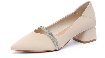 (Women) Exull Q 'Beige Pointed-Toe Low-Cut Stiletto' 1215003671 (Women) Exull Q 'Beige Pointed-Toe Low-Cut Stiletto' 1215003671