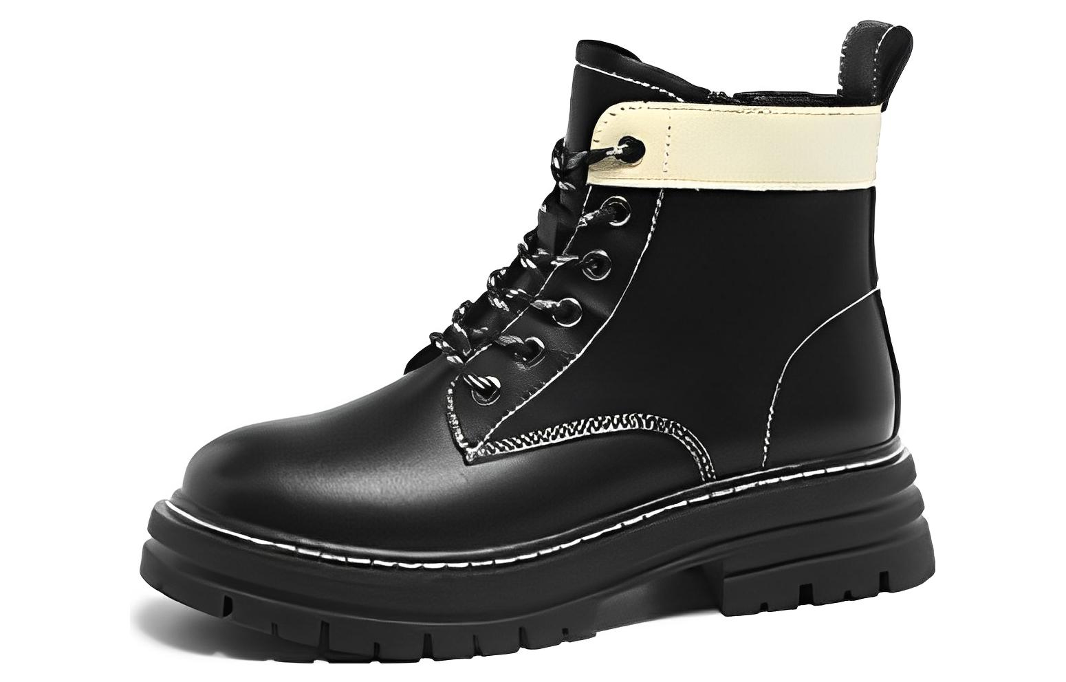 Order (W) Exull Q 'Sepatu Boot Ujung Bulat Blok Warna Gaya Inggris Hitam' 1218654660