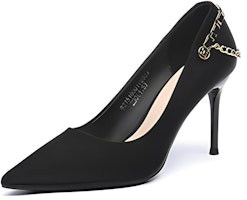 (Women) EXULL Q 'Black Chain Pointed Toe Stiletto Heels' 1215000160 (Women) EXULL Q 'Black Chain Pointed Toe Stiletto Heels' 1215000160