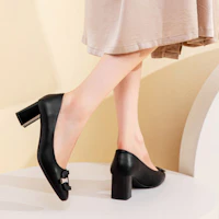 Shop (W) EXULL Q 'Tacones Altos Gruesos de Moda Cómodos 6cm Negro' 1315000760
