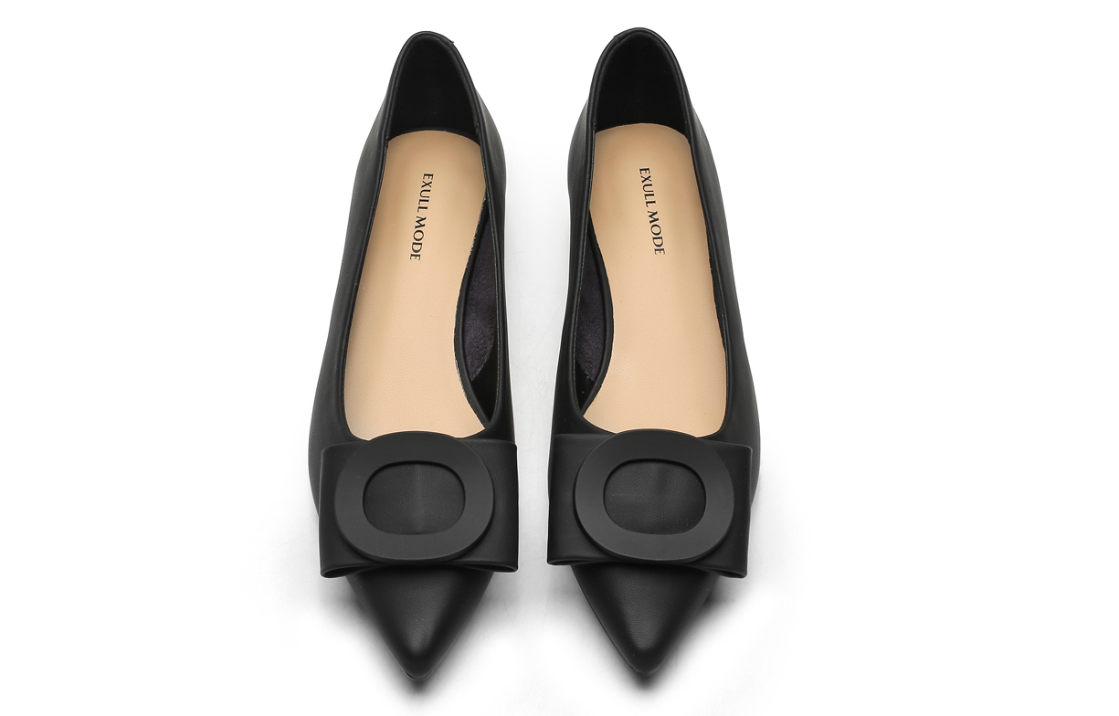 Shop (W) Exull Q 'Slip-On Hak Rendah Hitam Ujung Lancip' 1315000260