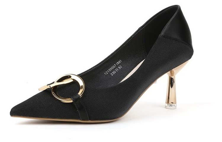 (Women) EXULL Q 'Black Metallic Pointed Toe Stiletto Heels' 1215000760