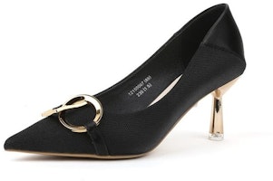 (Women) EXULL Q 'Black Metallic Pointed Toe Stiletto Heels' 1215000760 (Women) EXULL Q 'Black Metallic Pointed Toe Stiletto Heels' 1215000760