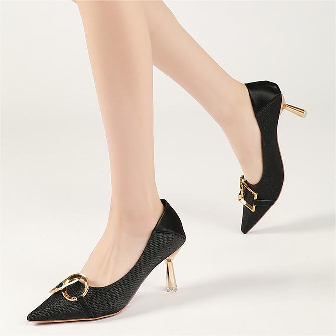 Order (W) EXULL Q 'Heels Stiletto Hitam Metallic Ujung Lancip' 1215000760