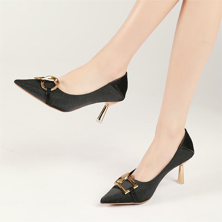 Lookbook (W) EXULL Q 'Heels Stiletto Hitam Metallic Ujung Lancip' 1215000760