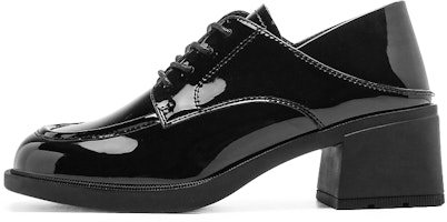 (Women) Exull Q 'British Round Toe Lace-Up High Heel Black' 1315104160 (Women) Exull Q 'British Round Toe Lace-Up High Heel Black' 1315104160
