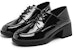 (W) Exull Q 'Kasut Tumit Tinggi Hitam British Bertali Toe Bulat' 1315104160