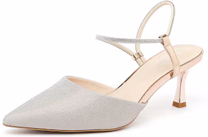 Buy (W) EXULL Q 'Sepatu Hak Tinggi Wanita Kulit Glitter Coklat Emas Pointed Toe' 1216300505