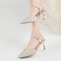 Lookbook (W) EXULL Q 'Sepatu Hak Tinggi Wanita Kulit Glitter Coklat Emas Pointed Toe' 1216300505