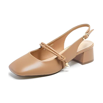 (W) EXULL Q 'Coffee Buckle Block Heel'