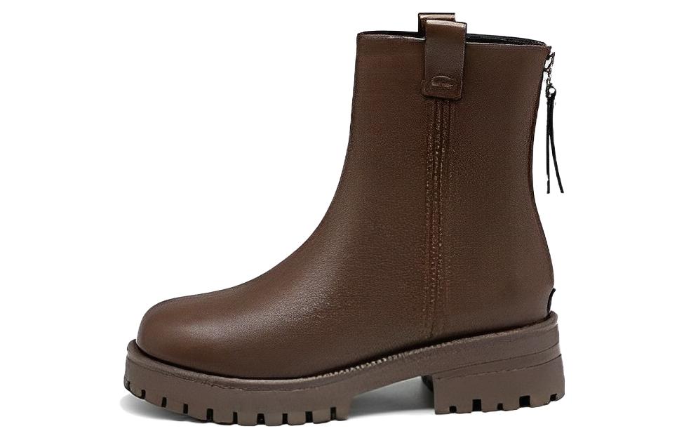 (W) Exull Q 'Coffee Leather Zip Ankle Boots'