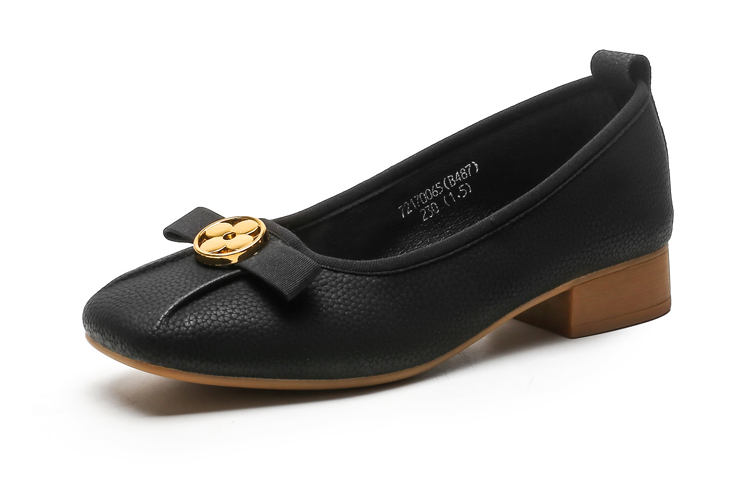 (W) Exull Q 'Gentle Black Square Toe Flats'