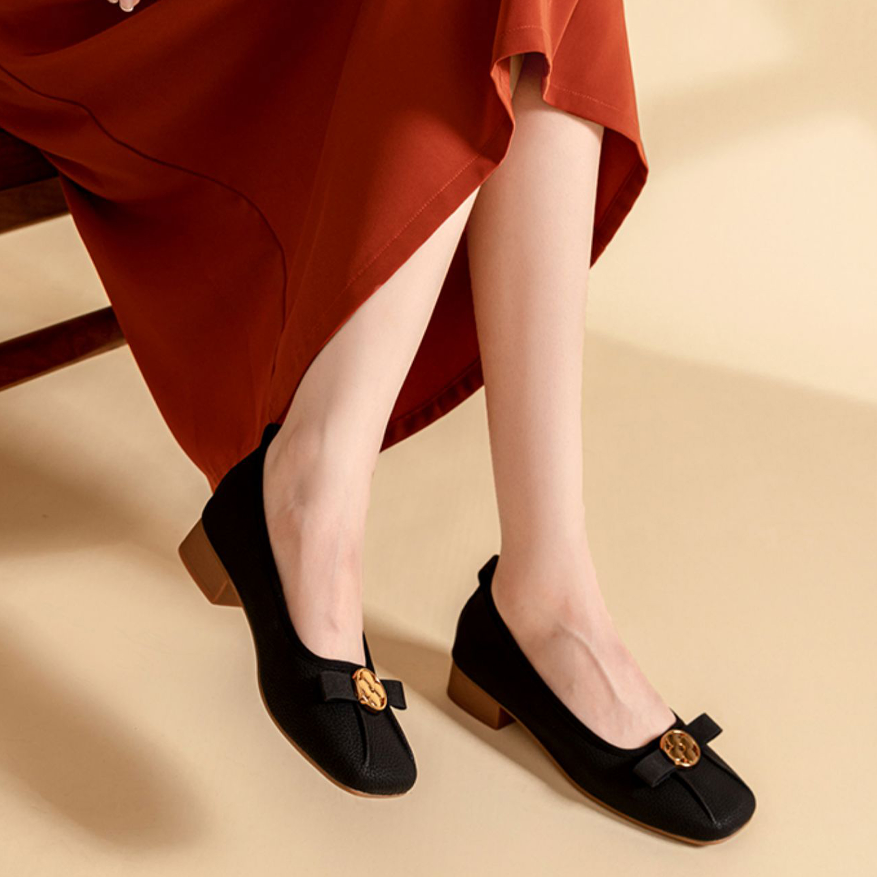(W) Exull Q 'Gentle Black Square Toe Flats' 圖 6
