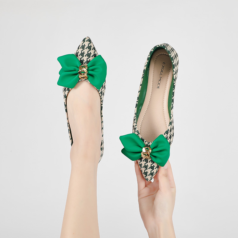(W) Exull Q 'Houndstooth Bow Pointed Toe Flats' 圖 11