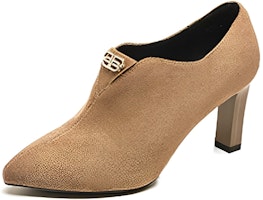 (Women) Exull Q 'Khaki Suede Pointed High Heels' 1018300882 (Women) Exull Q 'Khaki Suede Pointed High Heels' 1018300882