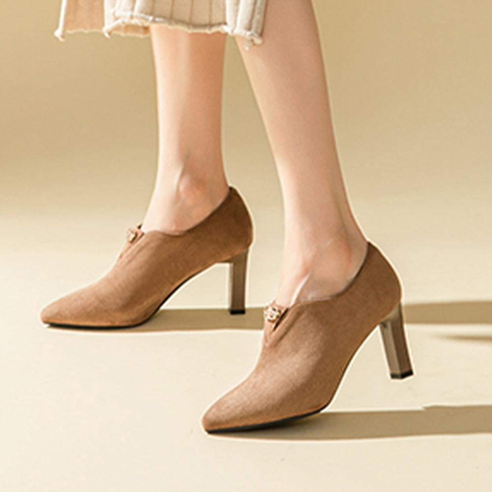 Lookbook (Women) Exull Q 'Khaki Suede Pointed High Heels' 1018300882