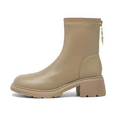 (W) Exull Q 'Milky Tea Velvet-Lined High-Heel Ankle Boots'