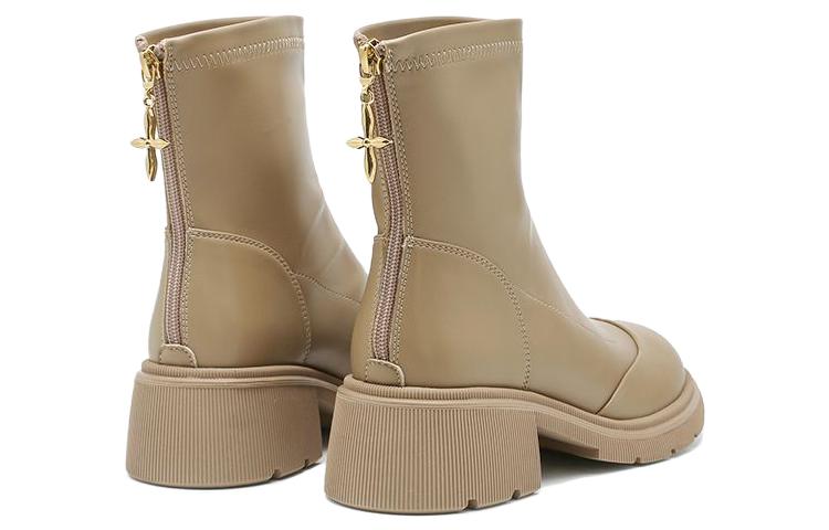 (W) Exull Q 'Milky Tea Velvet-Lined High-Heel Ankle Boots' 圖 3