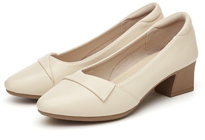 (W) EXULL Q レディース「ポインテッドトゥ ブラック チャンキーヒール」73170034 73170034 8