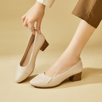 (W) EXULL Q レディース「ポインテッドトゥ ブラック チャンキーヒール」73170034 73170034 10