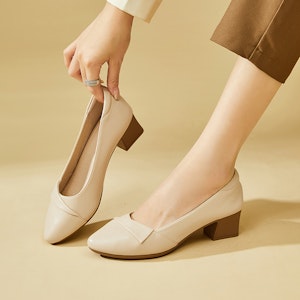 (W) EXULL Q 'Tacón Grueso Negro de Punta Fina' 73170034 10